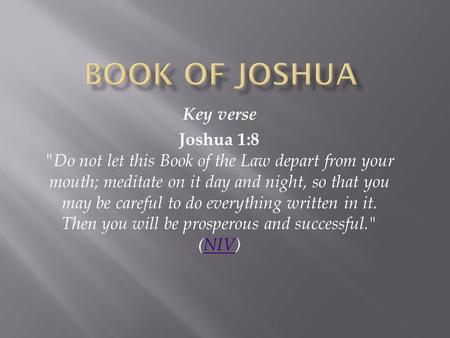 Book of Joshua Key verse