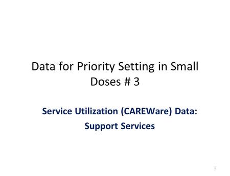 Data for Priority Setting in Small Doses # 3 Service Utilization (CAREWare) Data: Support Services 1.