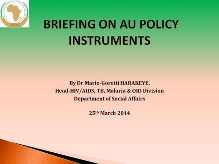 BRIEFING ON AU POLICY INSTRUMENTS