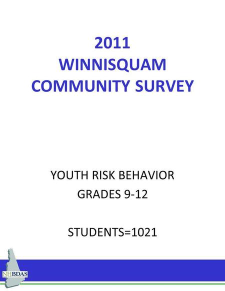 2011 WINNISQUAM COMMUNITY SURVEY YOUTH RISK BEHAVIOR GRADES 9-12 STUDENTS=1021.
