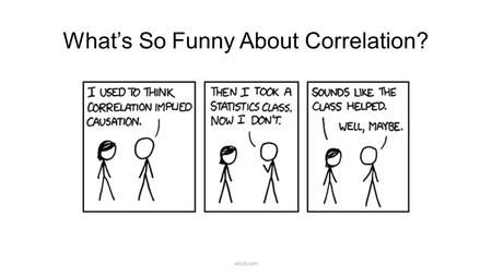 What’s So Funny About Correlation? xkcd.com. What is Correlation? When two things go together: cookies & milk macaroni & cheese peanut butter & jelly.