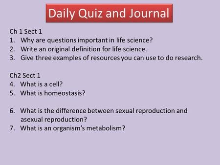 Daily Quiz and Journal Ch 1 Sect 1