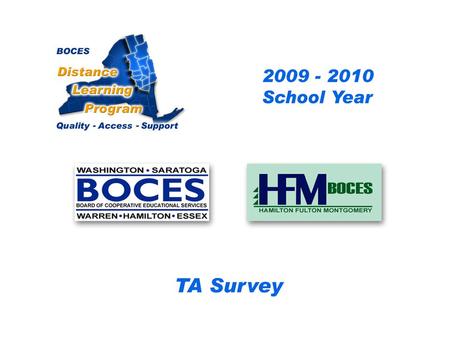 HFM SAN Distance Learning Project DL Aide - Assistant Survey 2009 – 2010 School Year... BOCES Distance Learning Program Quality Access Support.