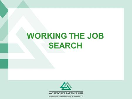 WORKING THE JOB SEARCH. Agenda  Time and Stress Management  How do I know what I’m good at?  Employer Expectations  Consider the Market  Job Search.