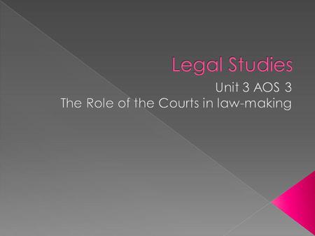 Unit 3 AOS 3 The Role of the Courts in law-making