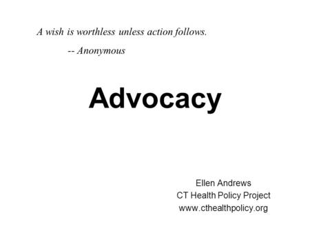 Ellen Andrews CT Health Policy Project
