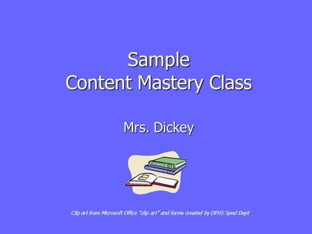 Sample Content Mastery Class