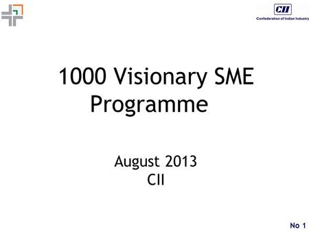 No 1 1000 Visionary SME Programme August 2013 CII.