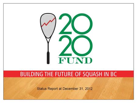 Status Report at December 31, 2012. Contents Background/Goal How the Fund Works Fund’s Mandate Fund’s Progress Fund Raising Initiatives Future Plans/Expectations.