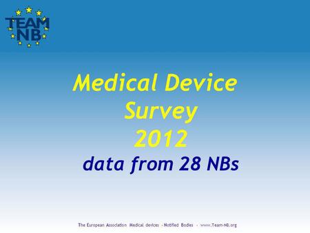 The European Association Medical devices - Notified Bodies - www.Team-NB.org Medical Device Survey 2012 data from 28 NBs.