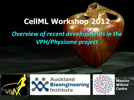 Maurice Wilkins Centre CellML Workshop 2012 Overview of recent developments in the VPH/Physiome project.