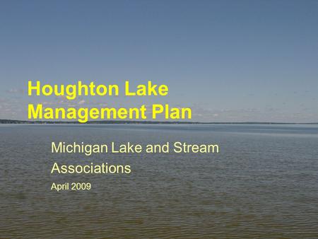 Houghton Lake Management Plan Michigan Lake and Stream Associations April 2009.