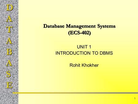 Database Management Systems (ECS-402)