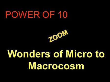 . ZOOM ZOOM POWER OF 10 Wonders of Micro to Macrocosm.