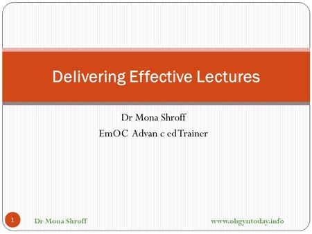 Delivering Effective Lectures