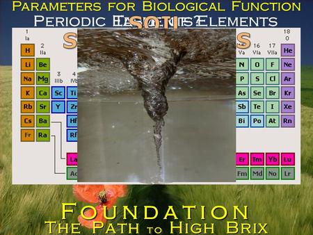 Periodic Table of Elements Elements? The Path to High Brix Foundation Parameters for Biological Function.