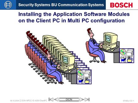Security Systems BU Communication SystemsDCN ST/SEU-CO 1 DCN MPCC IO ASM ClientPC 09.12.2004 Installing the Application Software Modules on the Client.
