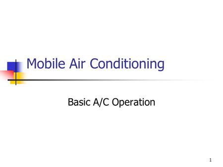 Mobile Air Conditioning