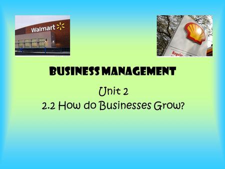 Unit How do Businesses Grow?