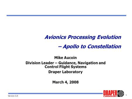 Avionics Processing Evolution – Apollo to Constellation