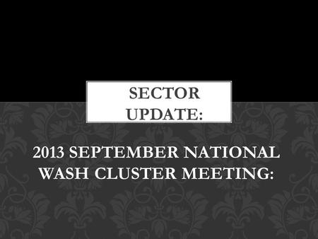 2013 SEPTEMBER NATIONAL WASH CLUSTER MEETING:. Provincial WASH Committees now able to report efficiently and effectively courtesy of support from GAA.