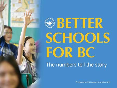 Prepared by BCTF Research, October 2012. Prepared by BCTF Research, October 2012 2 BC falls behind in K–12 funding as a % of GDP Source: Statistics Canada.