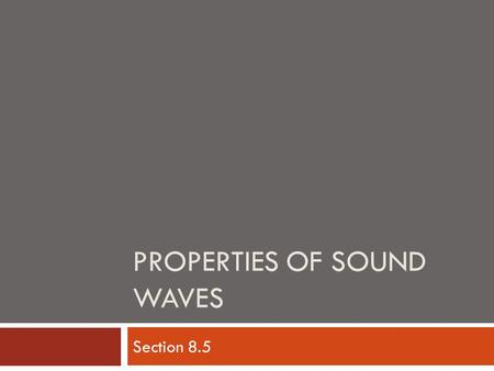 Properties of Sound waves