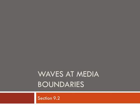 Waves at Media Boundaries