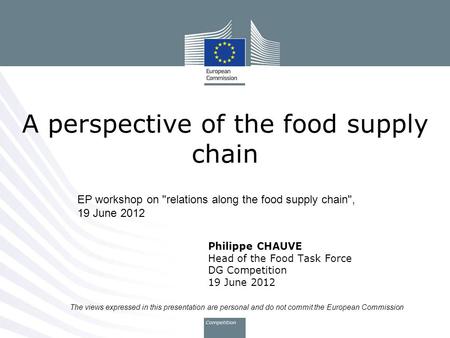 A perspective of the food supply chain