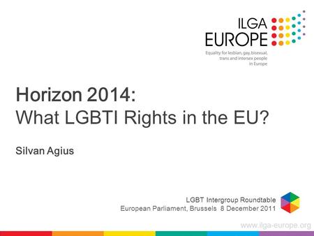 Www.ilga-europe.org Horizon 2014: What LGBTI Rights in the EU? Silvan Agius LGBT Intergroup Roundtable European Parliament, Brussels 8 December 2011.