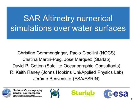 SAR Altimetry numerical simulations over water surfaces