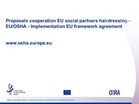 Proposals cooperation EU social partners hairdressing – EU/OSHA - Implementation EU framework agreement www.osha.europa.eu.