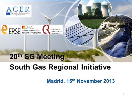 1 Madrid, 15 th November 2013 20 th SG Meeting South Gas Regional Initiative.
