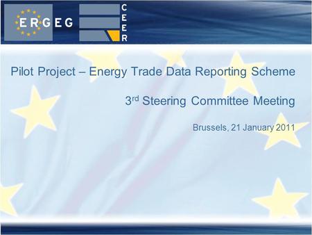 Pilot Project – Energy Trade Data Reporting Scheme 3 rd Steering Committee Meeting Brussels, 21 January 2011.