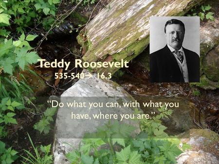 Teddy Roosevelt 535-540  16.3 “Do what you can, with what you have, where you are.”