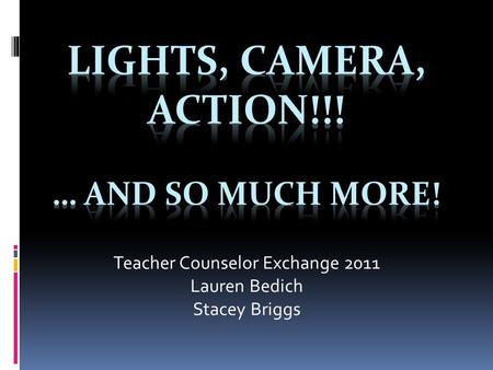Teacher Counselor Exchange 2011 Lauren Bedich Stacey Briggs.