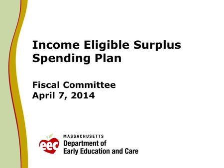 Income Eligible Surplus Spending Plan Fiscal Committee April 7, 2014