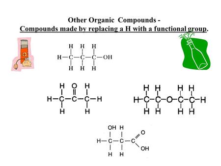 Other Organic Compounds - Compounds made by replacing a H with a functional group.