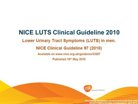 NICE LUTS Clinical Guideline 2010