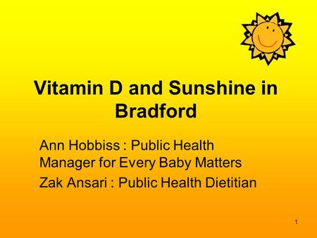 Vitamin D and Sunshine in Bradford