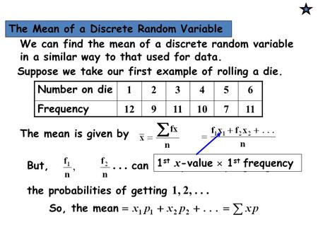 The Mean of a Discrete Random Variable