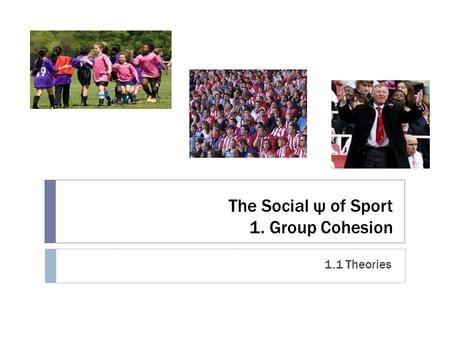 The Social ψ of Sport 1. Group Cohesion 1.1 Theories.