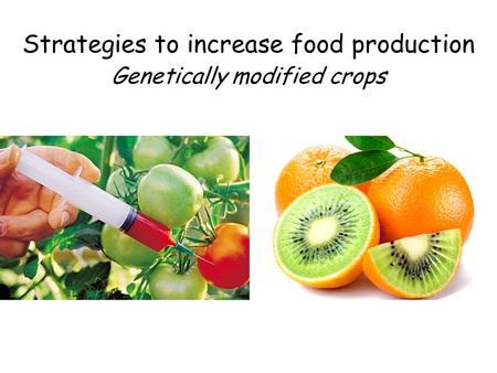 Strategies to increase food production Genetically modified crops.