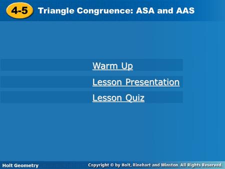 4-5 Warm Up Lesson Presentation Lesson Quiz
