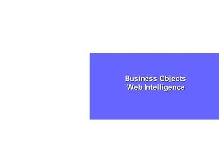 Business Objects Web Intelligence
