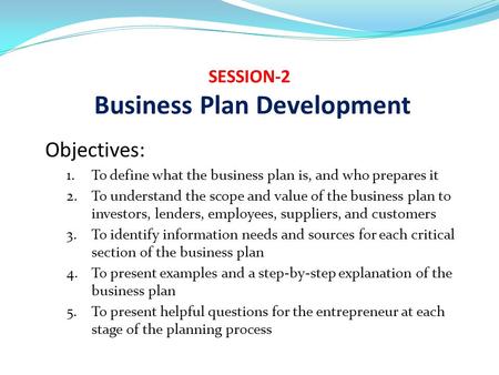 SESSION-2 Business Plan Development