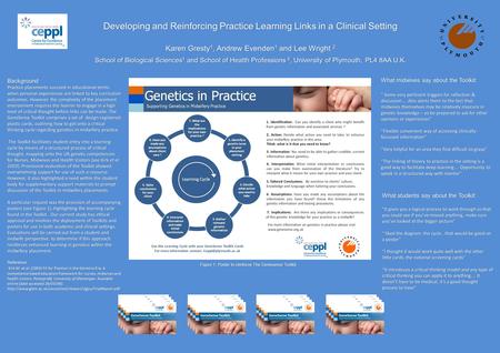 Developing and Reinforcing Practice Learning Links in a Clinical Setting Karen Gresty 1, Andrew Evenden 1 and Lee Wright 2 School of Biological Sciences.