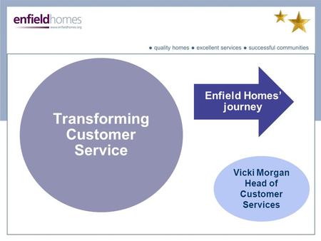 Transforming Customer Service Enfield Homes’ journey Vicki Morgan Head of Customer Services.