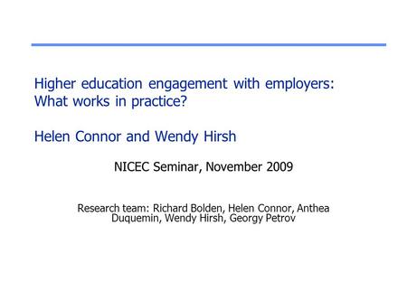 NICEC Seminar, November 2009