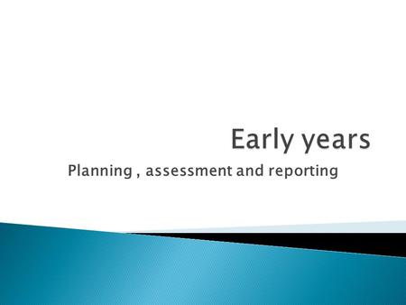 Planning, assessment and reporting.  Reduce paperwork  Trust the judgement of the professional  Record significant learning  No need to evidence everything.